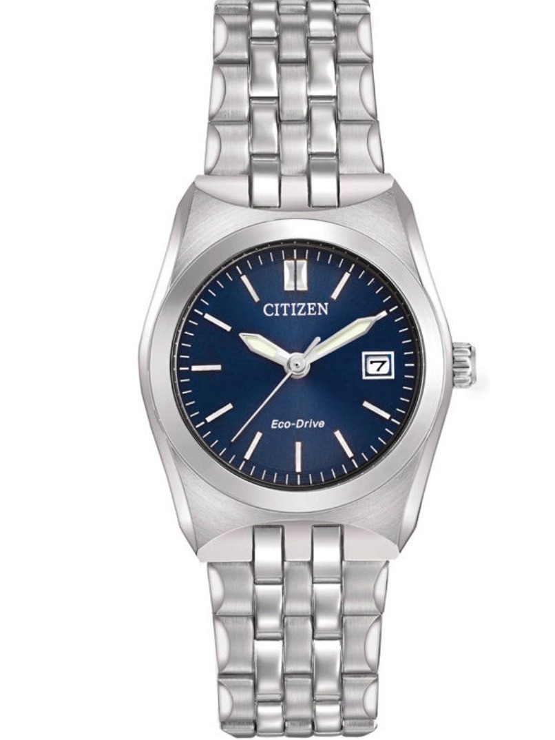 Citizen EcoDrive Stainless Steel Watch With Blue Dial Womens Watch
